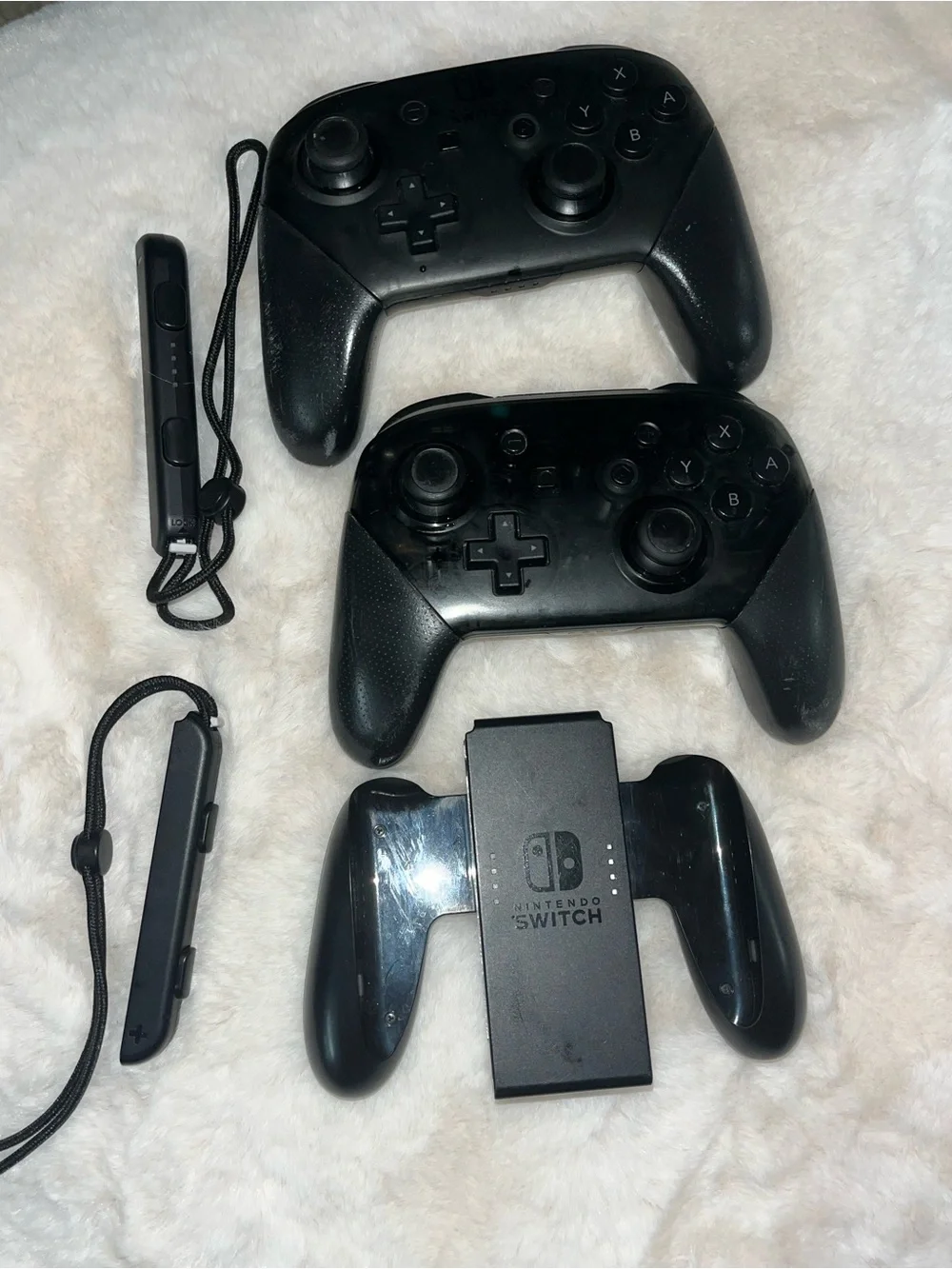 Nintendo Black Wireless Controllers with Grip & Wrist Straps